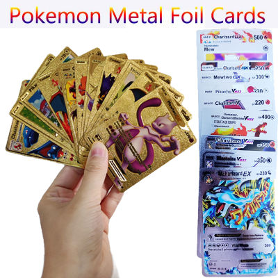 2754PCS English Pokemon Metal Card VMAX Gold Cards Boxes Charizard Game Collection Card Gold Foil Toy Children Christmas Gifts