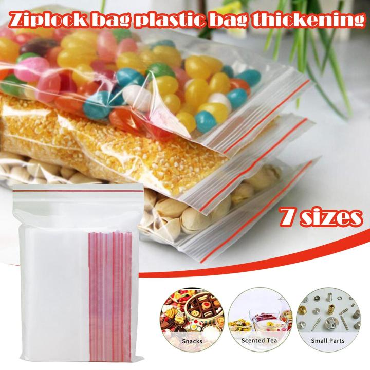 100pcs/pack Plastic Storage Bags Transparent Thicken Zip-lock Bag