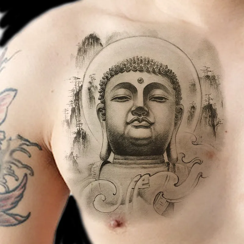 Original】 Buddha Buddha figure guanyin Buddha tattoo paste half arm tattoo  tattoo paste half permanent waterproof and durable simulation | Lazada PH