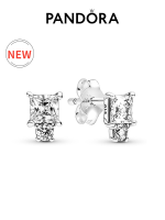 ต่างหูสี่เหลี่ยมแพนดอร่าส่องแสง 925 เงิน Pandoraˉ Earrings Pandoraˉ 925 Silver Shining Square Earrings 290036C01 LightˉLuxury Womens Earrings Gemstone Crystal Gifts for Girls