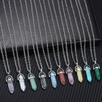 Fashion Opal Stone Hexagonal Column Quartz Necklaces for Women Natural Crystal Pendant Necklace Bohemian Statement Jewelry Gift