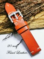 สายนาฬิกาหนังแท้ Vintage Faisol Leather 18 mm.สีส้ม