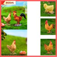 BVZGVG 3/10Pcs เรซิน ภูมิทัศน์ขนาดเล็ก rooste สีสันสดใส กระถางต้นไม้บอนไซ ไก่ตัวผู้รูปแกะสลัก ของใหม่ ขนาดเล็กมากๆ รูปปั้นไก่ขนาดเล็ก เครื่องประดับสวนนางฟ้า