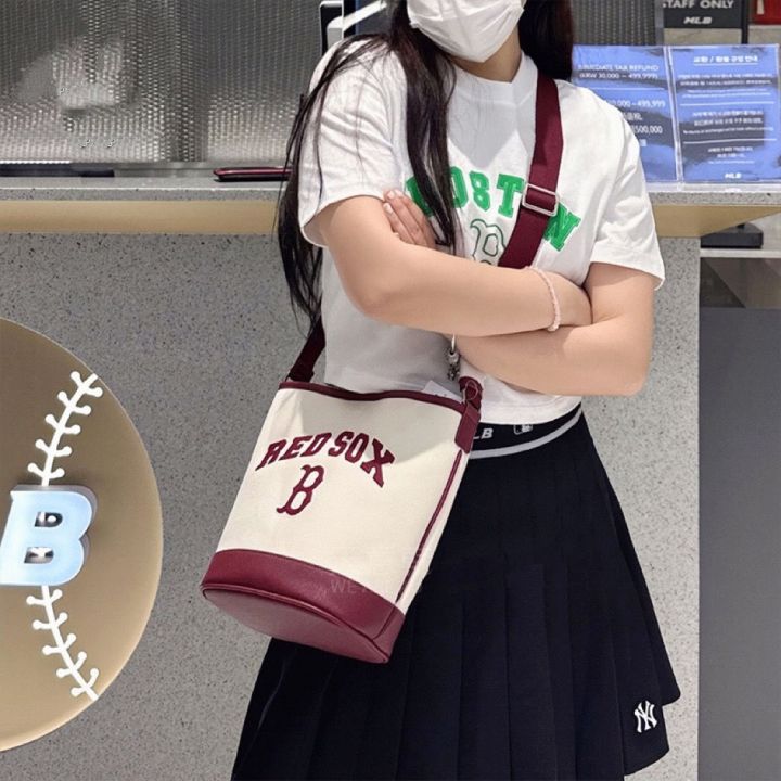 mlb-official-ny-korean-ml-bucket-bag-shoulder-bag-fashion-casual-foreign-style-college-style-messenger-bag-23-summer-class-commuter-bag