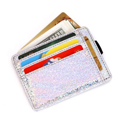 【CW】◑◆  2023 New Womens coin purse Sequin Card Clip Short Elastic Band ID Business card