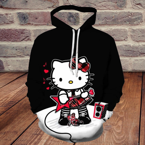 HELLO KITTY BLACK 3D Digital Printed Casual Sweatshirt Cotton Hoodie for  Unisex | Lazada PH
