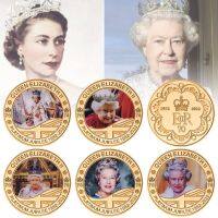 【CC】☏  Majesty The Elizabeth II Gold Plated Commemorative Coins Philip Collectible Coin Souvenir