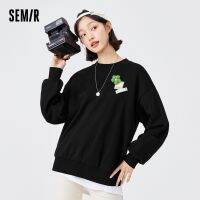 Semir เสื้อสเวตเชิ้ตสตรีไซส์ใหญ่พิเศษดอกไม้ลำลองปี2022ฤดูใบไม้ผลิใหม่เสื้อสเวตเตอร์แบบสวมศีรษะสไตล์เกิร์ลลี่เสื้อฮู้ดเปิดไหล่ดูภูมิฐาน