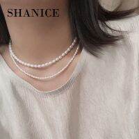 SHANICE S925แท้4*5มม. 100% มุกธรรมชาติมุกไม่ธรรมดาเล็ก Clavivle Choker สร้อยคอเครื่องประดับ