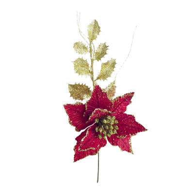 [Easybuy88] 35ซม. ดอกไม้ประดิษฐ์คริสต์มาสของตกแต่งต้นไม้ผ้าผงทองตกแต่งโพลีเอสเตอร์สีสันสดใส