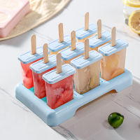 9หลุมซิลิโคน Ice Cream Mould ถาด Popsicle Barrel แม่พิมพ์ DIY กับ Stick