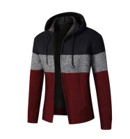 Men Knitted Thick Sweater Cardigan Autumn Winter Mens Warm Casual Sweater Male Faux Fur Fleece Hooded Sweatercoats