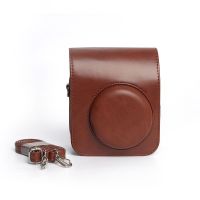 Brown Protective Cover PU Leather Instant Camera Case with Adjustable Strap Storage Bag For Fujifilm Instax Mini 12