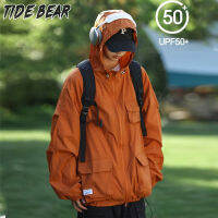 TIDE BEAR สื้อแจ็คเก็ตแขนยาวผู้ชายแจ็กเก็ตป้องกันรังสี UV เสื้อผ้าสำหรับทั้งหญิงและชายป้องกันแสงแดดน้ำหนักเบา + ตั้งแคมป์และเดินเขาภูเขา UPF50กลางแจ้งเหมือนกัน