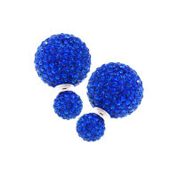 Silver thai Pave ball earrings two-sided ball sapphire crystal silver เครื่องประดับเงินแท้ ต่างหูเงินแท้925 ต่างหูแฟชั่นทรงกลมสีน้ำเงิน