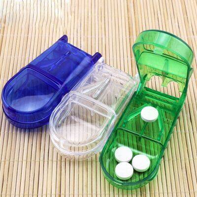 Practical cutting box cutting device Elderly convenient medicine device Transparent plastic pill box integrated tablet divider Medicine  First Aid Sto