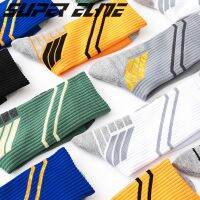 Ready Stock! Super Elite New High Cut Stripe Sports Socks Suitable for Jogging Running Basketball Football Badminton!