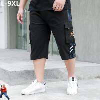 Cropped Trousers Mens Summer Shorts Black Plus Size 9XL 95% Cotton 8XL Stretched Safari Sweat Sport 7XL Cargo Casual Clothing