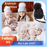 ALDRICH FASHION Lovely Thick Warm Pearl Beanies Caps Children Hairball Hat Kid Babies Knit Hat Crochet