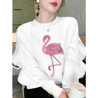 Lotus Leaf Sleeve Round Neck Sweater Women S Nice New Spring Chinese Style Embroidery Design Niche Pink Top Tie Dye Hoodie เสื้อสเวตเตอร์
