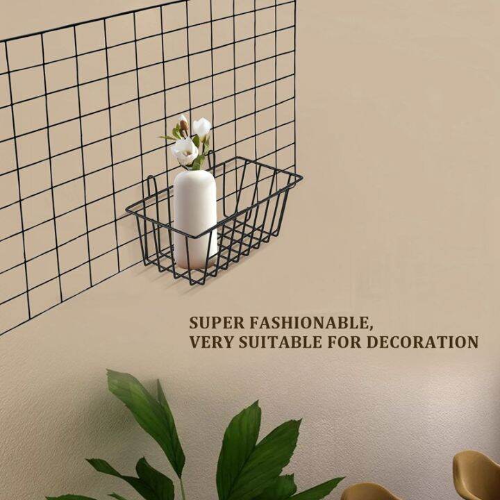 3-pieces-hanging-basket-straight-shelf-flower-pot-display-holder-for-wire-wall-grid-panel-bread-basket-iron-rack