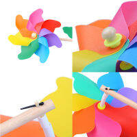 Xiale CCC 1PC Baby Classic Toy Colorful Rainbow Flower Kite Wooden Creative Windmill Toy