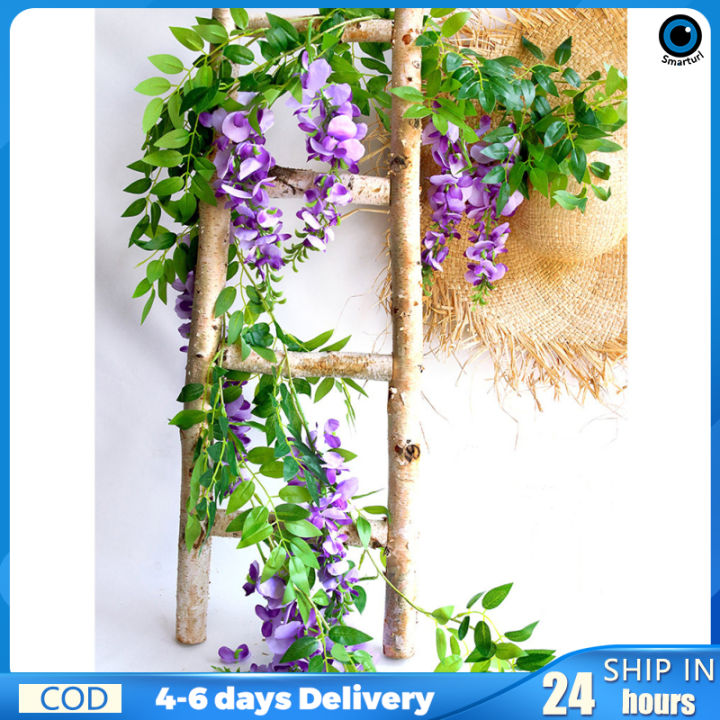 ของแท้ดอกไม้ดอกวิสทีเรียปลอมดอกไม้พวงมาลัยปลอม-wisteria-garlands-190ซม-สำหรับตกแต่งห้องนอนติดผนังงานแต่งงานในร่มกลางแจ้ง