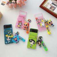 JieHui Powerpuff ตำรวจผู้หญิงสมาชิกกรณีเดียว + จี้เหมาะสำหรับ Samsung Z Flip4 /z Flip3แฟชั่นกรณีโทรศัพท์มือถือ