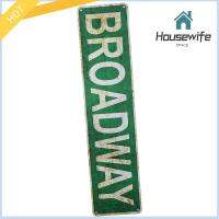 HOUSEWIFE SPACE แผ่นเหล็กชุบดีบุก ลาย broadway Street Sign การตกแต่งผนัง สีเขียวอ่อน ภาพวาดดีบุกตกแต่งบ้าน เรโทร 164นิ้วค่ะ ภาพวาดติดผนังย้อนยุคทำจากดีบุก บาร์บาร์บาร์