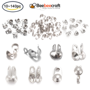 Beebeecraft 10-140pcs 304 Stainless Steel Beads Tips Golden Calotte Ends