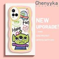 Chenyyka เคสสำหรับ VIVO Y21 2021 Y21G Y33s Y21s Y21e Y21a Y21t T1x 4G   เคสกรณีแฟชั่นน่ารักมอนสเตอร์คนต่างด้าวที่มีสีสันน่ารักครีม Wave ขอบนุ่มกันกระแทกแบบใส เคสมือถือ Creative โปร่งใสลายกล้องถ่ายรูปปลอกป้องกันซิลิโคน Cover"