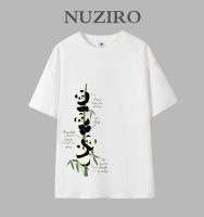 NUZIRO เสื้อยืดแขนสั้นสำหรับผู้หญิง,เสื้อยืดแขนสั้นทรงหลวมพิมพ์ลายแพนด้าจากเกาหลี