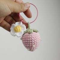 Creative Crochet Handmade Strawberry Fruit Pendant Cotton Yarn Knitting Bag Hanging Sweet Fruit Hanging Finished Products Decor