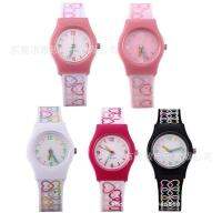 Nordic best-selling womens silicone plastic watch color printing childrens jelly contrast color plastic watch