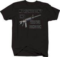 JHPKJMy Rights Dont End Feeling Begin AR Rifle Gun Softstyle Funny Tshirts Premium Cotton Short Sleeve O-Neck Mens Tshirt S-3XL 4XL 5XL 6XL