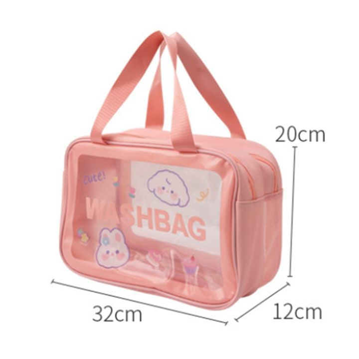 cute-bear-cosmetic-bag-plastic-double-layer-large-storage-organizer-travel-makeup-bag-portable-zip-pouch