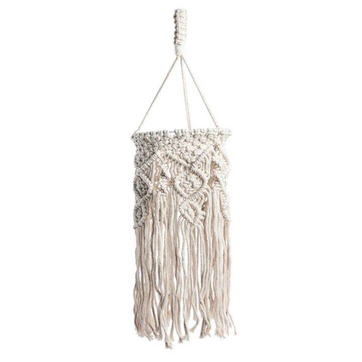 boho-macrame-โคมไฟแขวนโป๊ะโคมไฟเชือกห้อยผ้าฝ้ายโป๊ะโคมไฟระย้าประดับตกแต่งห้องเลี้ยงเด็กของบ้าน