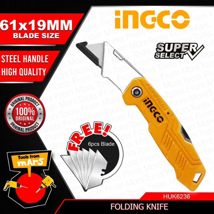 INGCO HUK6236 Folding Knife Cutters Cutting Blade with 6pcs Blade