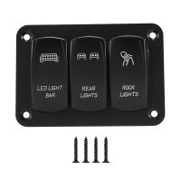 3 Gang Toggle Blue LED Light Rocker Switch Panel for Car Marine Boat Waterproof 12V