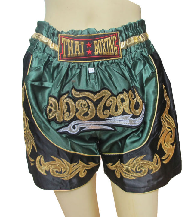 thai-beautiful-thai-boxing-2-tone-boxer-size-xxl-กางเกงนักมวยไทย-สวยมากสำหรับผู้ใหญ่-xxl-ในรูปสีสันที่สวยสดเป็นลายปักด้วยดิ้นเงินดิ้นทองมวยไทย-ออกกำลังกาย