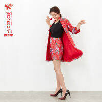 Woman Shanghai Dream Long Jacket - Silky Satin เสื้อแจ็คเก็ตยาวสไตล์จีน พิมพ์ลายเสือ สวมใส่สบายด้วยผ้าพรีเมี่ยมคอตตอน 100% ทอในรูปแบบของซาติน