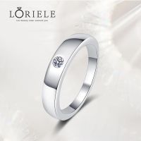 LORIELE 925เงินสเตอร์ลิงคู่เพชรโมอิส0.2Ct ไนต์ของผู้ชายแหวนแต่งงานแบบเรียบง่ายสัญญาวง18K ชุบสีขาว