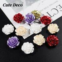 【 Cute Deco】Vintage Style Roses (11 Types) Pearl Red 10mm / Pearl Red 20mm / Pearl Light Yellow Charm Button Deco/ Cute Jibbitz Croc Shoes Diy / Charm Resin Material For DIY