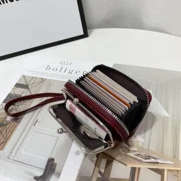 PVC Faux Leather Wallets for Women, Artificial Leather Gift Box Packing  Ladies Small Cute Purses with Zipper Coin Pocket Women's Mini Wallet with  ID