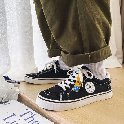 🏅 Mens shoes trendy summer low-cut canvas shoes boys Korean style all-match black casual sneakers 2023 new