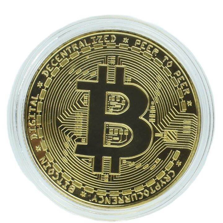 40mm-เหรียญ-bitcoin-ชุบทอง-btc-xrp-ltc-eth-doge-cardano-iota-fil-โลหะ-cryptocurrency-เหรียญกับเคสโปร่งใส