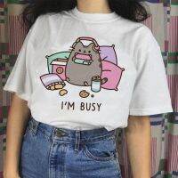 Pusheen เสื้อยืดแมวฮาราจูกุผู้หญิงเสื้อยืดเสื้อยืดแบบตลกๆผู้หญิงเสื้อยืดเสื้อยืดท็อปแบบตัวสั้นสวยงามเสื้อการ์ตูนฤดูร้อนแฟชั่น90S