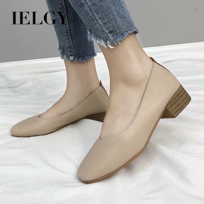 IELGY Peas shoes female r square head womens shoes single shoes grandma shoes comfortable