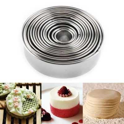 11pcs/Set Stainless Steel Round Cake Mold Baking Mousse Ring Kitchen Cutter DIY Cake Ring Tools Tools Pizza Cooking Cookie
