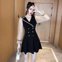 2023 spring and autumn womens new trendy long-sleeved dress womens mid-length Korean style slim dress